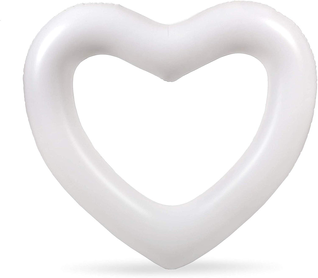 white heart shaped pool float from the best pool float brand for adults on a white background